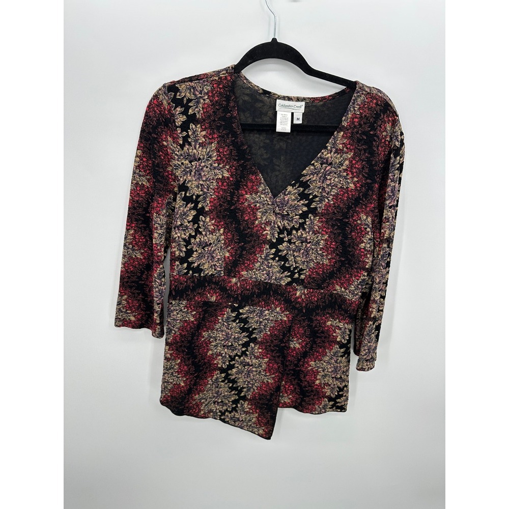 Coldwater Creek Y2K Dark Romantic Top Sz Asymmetrical Hem Top Whimsigoth Vampire